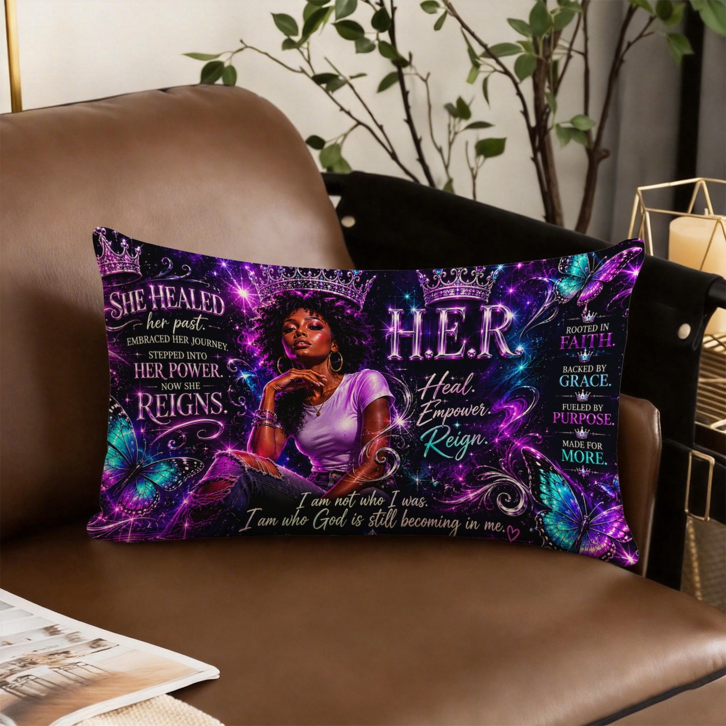 H.E.R. Pillow Linen Pillow Case 20x12inch (One Side)