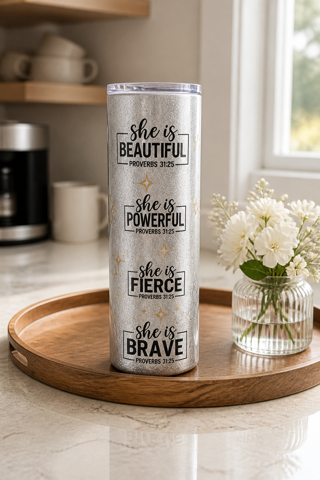 She Is Phenomenal 20 oz Tumbler – Proverbs 31:25 Inspirational Tumbler ✨