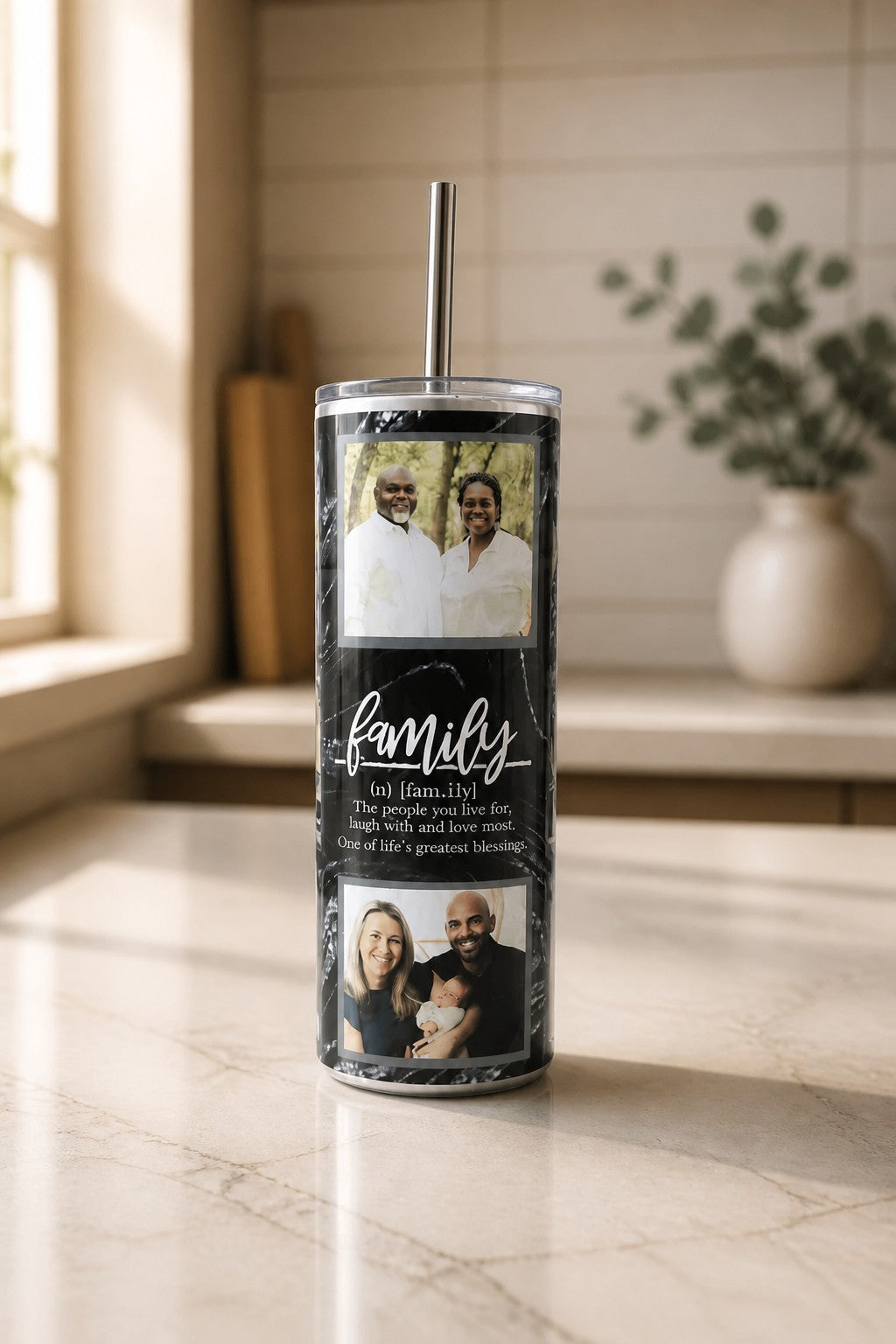 Personalized Family Photo 20 oz Tumbler – Custom Memory Keepsake Cup 🖤