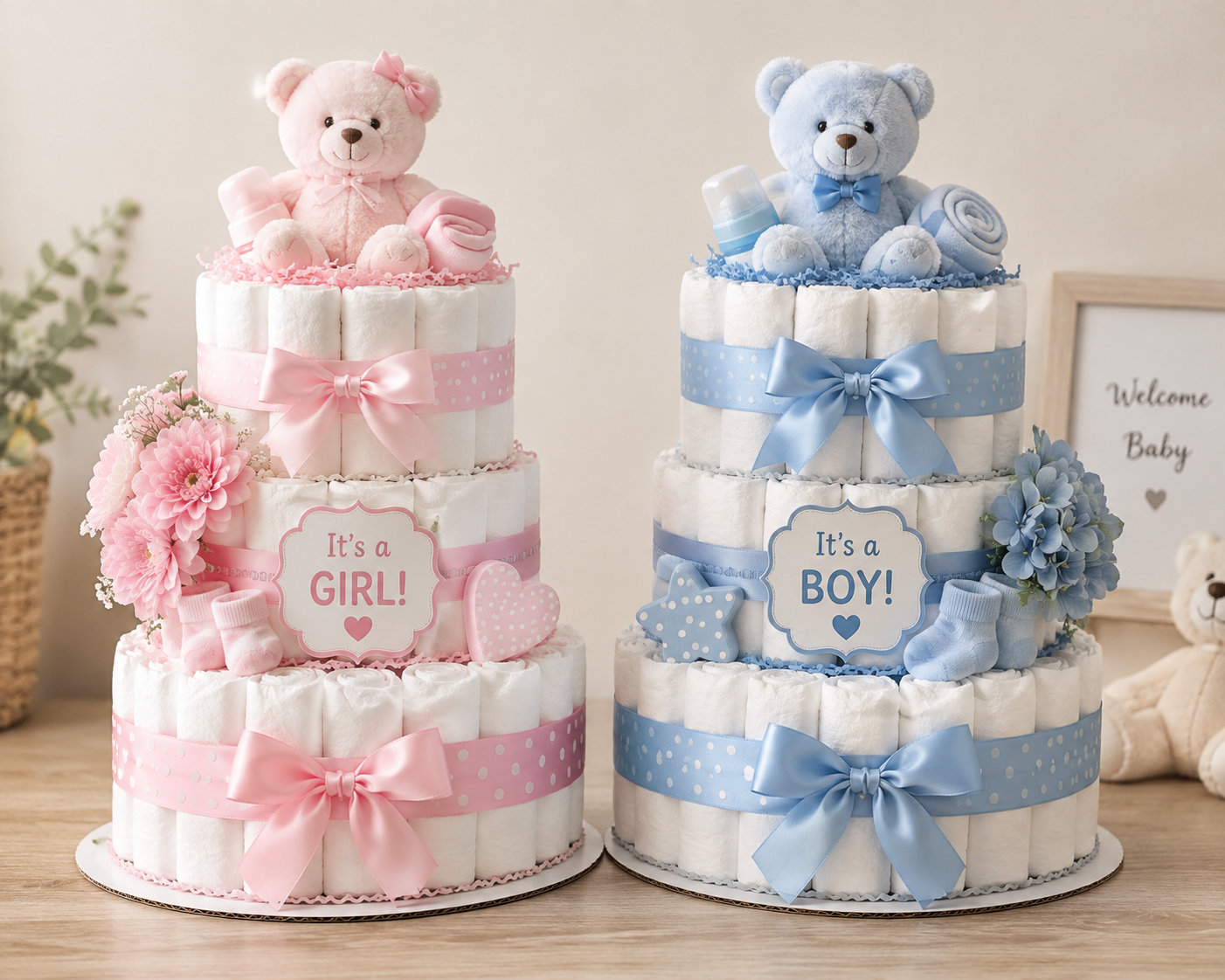 Custom 3-Tier Diaper Cake | Baby Shower Gift & Centerpiece