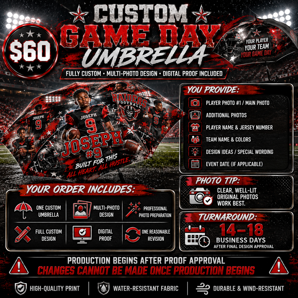 Custom Game Day Umbrella