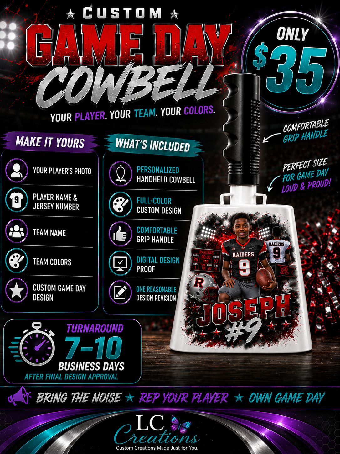 Custom Game Day Cowbell