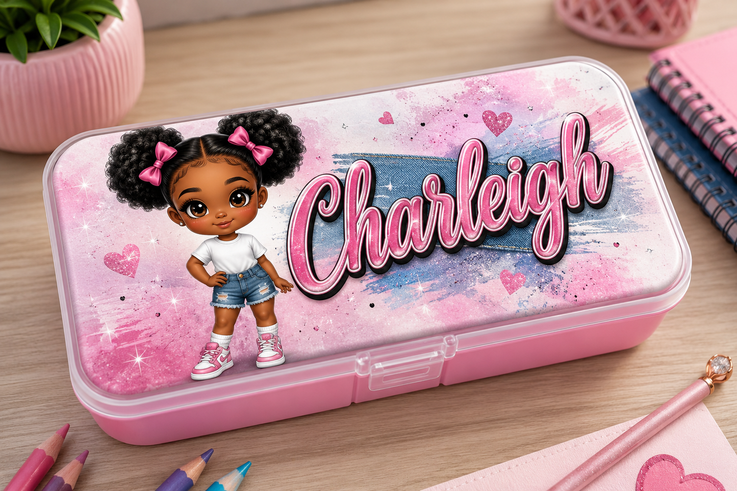 Personalized Chibi Pencil Box | Custom Kids School Supply Case | LC Creations