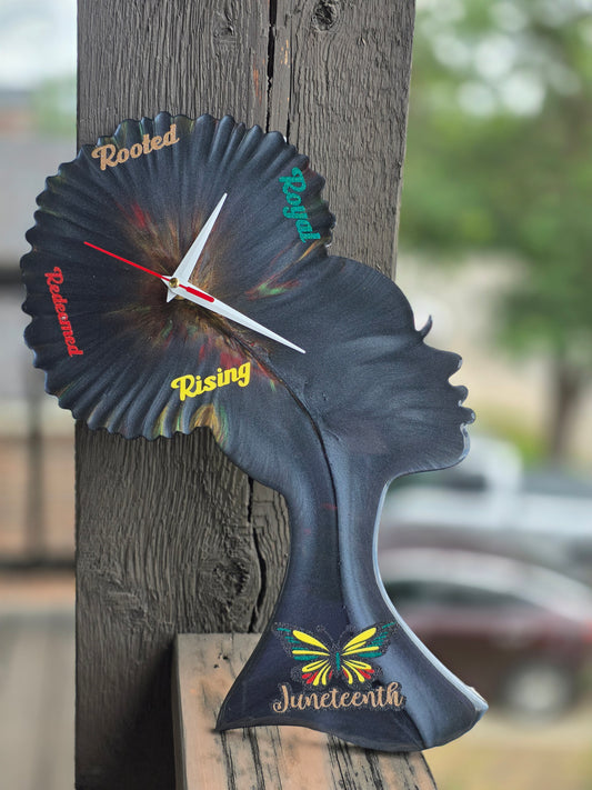Juneteenth Rising™ Resin Clock - Handcrafted Inspirational Resin Wall Clock