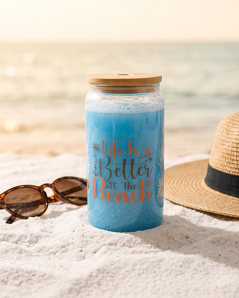 Glass Beach Themed Snowglobe Tumbler