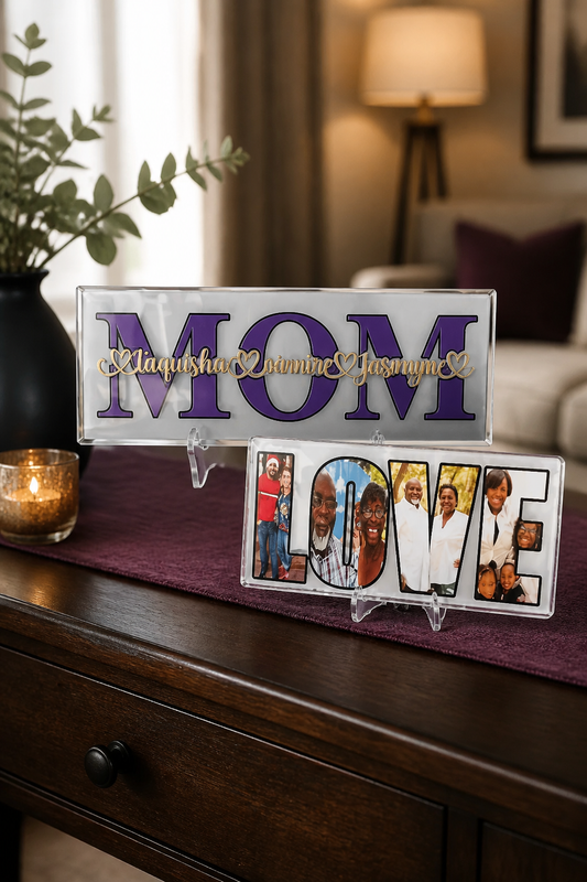 Personalized Acrylic Photo Tiles - Custom Family Keepsake Decor - NAMES ONLY