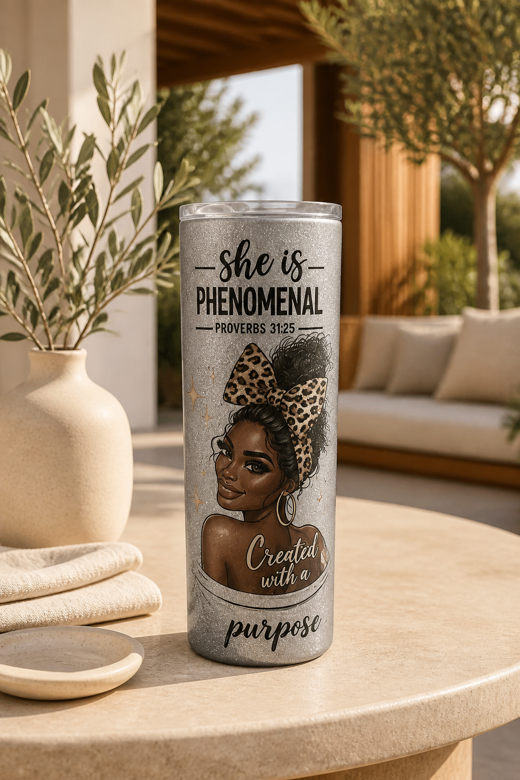 She Is Phenomenal 20 oz Tumbler – Proverbs 31:25 Inspirational Tumbler ✨