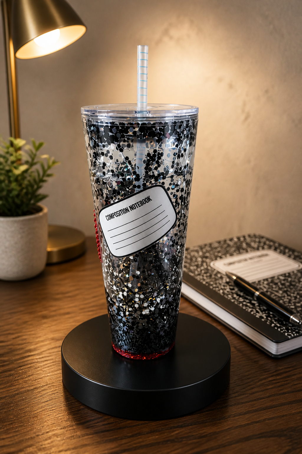 Composition Notebook Glitter Tumbler | Teacher Gift Bundle