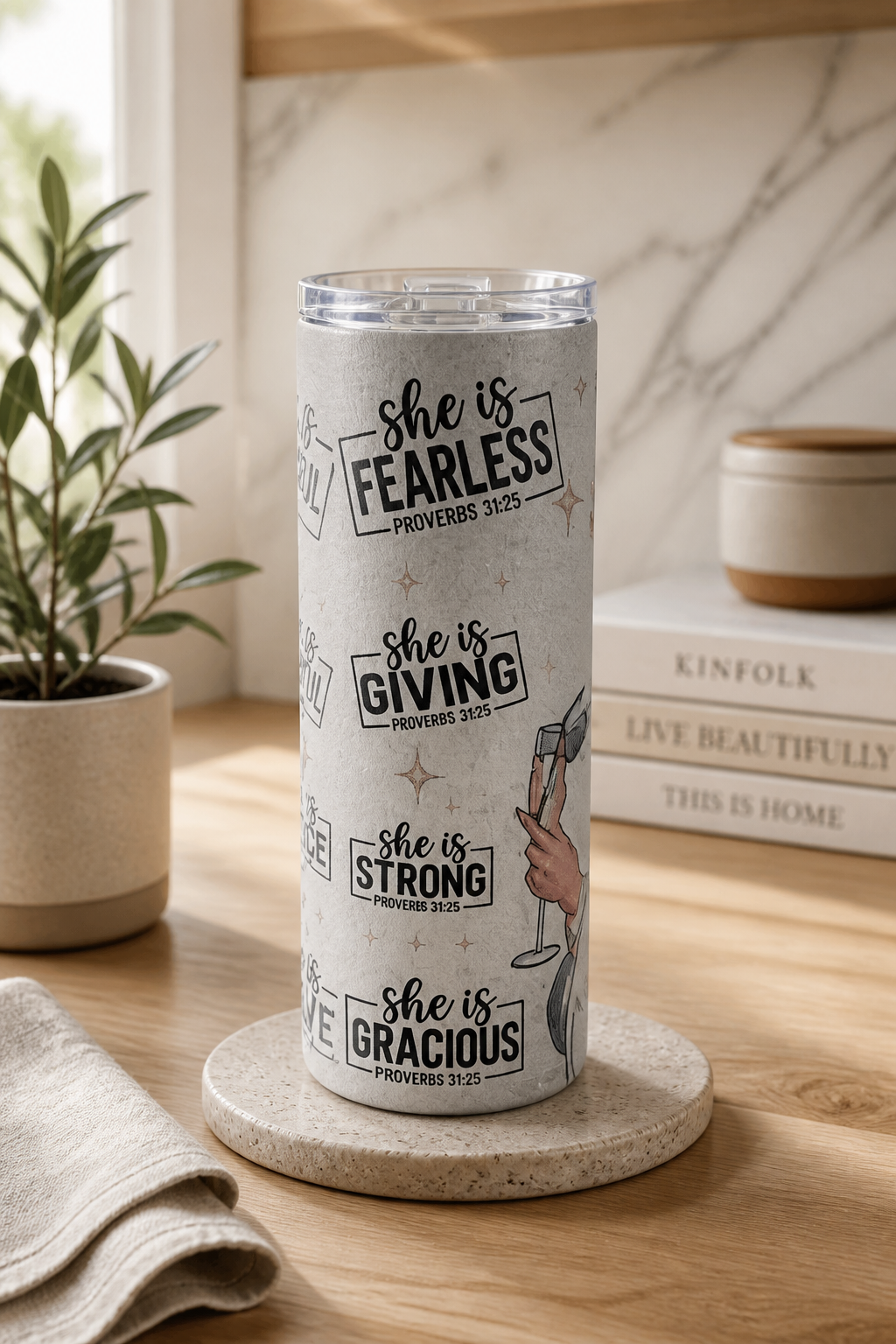 She Is Phenomenal 20 oz Tumbler – Proverbs 31:25 Inspirational Tumbler ✨