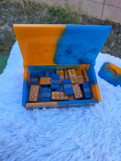 Custom Game Night TV Tray Bundle with Dominoes, Tumbler, Coasters & Shot Glass Set