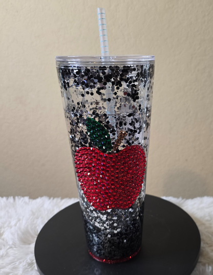 Composition Notebook Snowglobe Tumbler – Glitter Teacher Tumbler Cup | Teacher Gift Bundle with Sticky Note Holder & Dry Erase Board Eraser