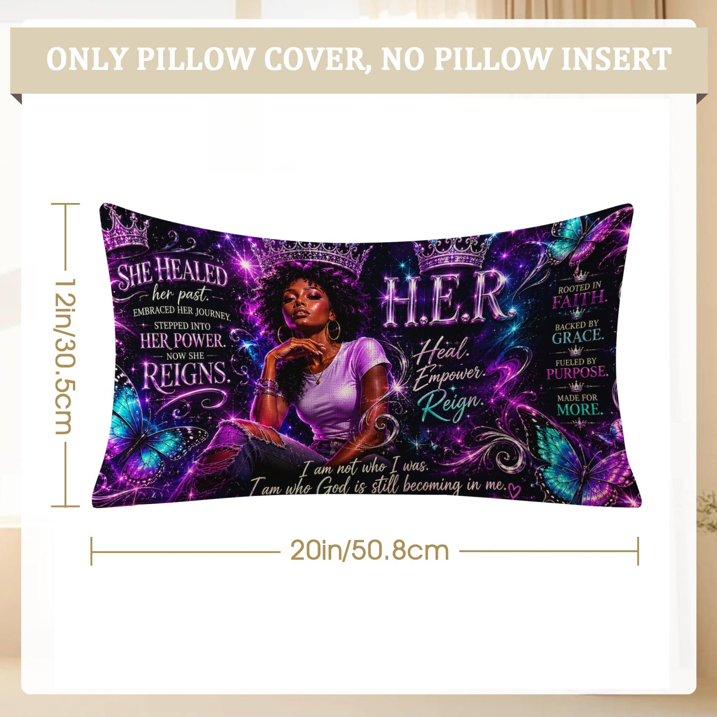 H.E.R. Pillow Linen Pillow Case 20x12inch (One Side)