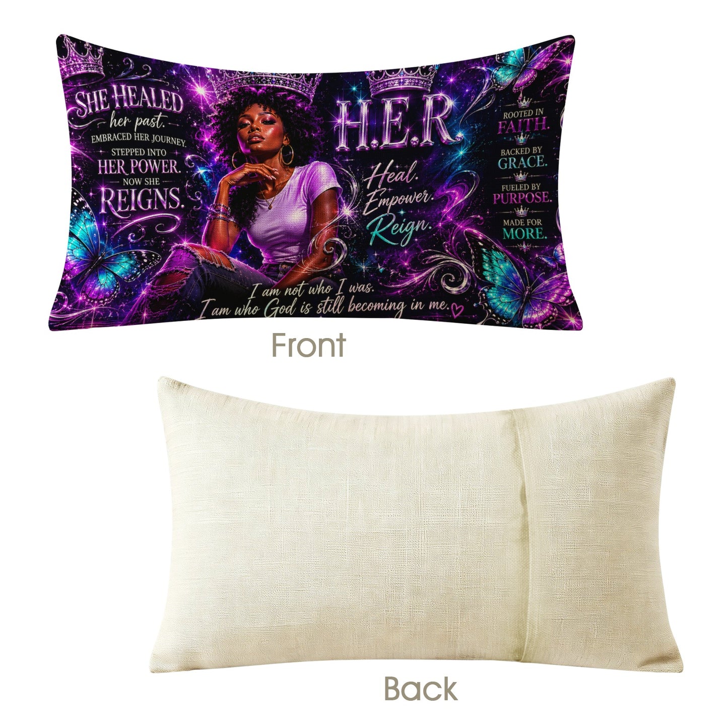 H.E.R. Pillow Linen Pillow Case 20x12inch (One Side)