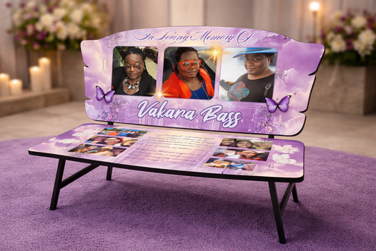 Custom Memorial Photo Bench – Personalized Celebration of Life Tribute Bench with Photos & Poem