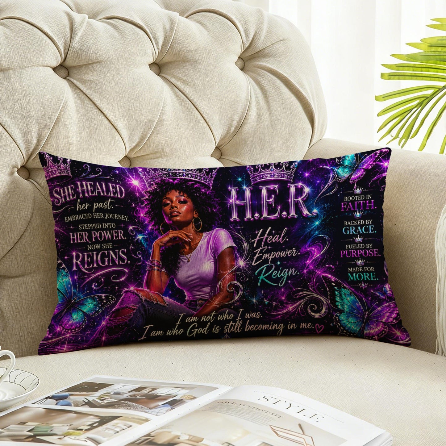 H.E.R. Pillow Linen Pillow Case 20x12inch (One Side)