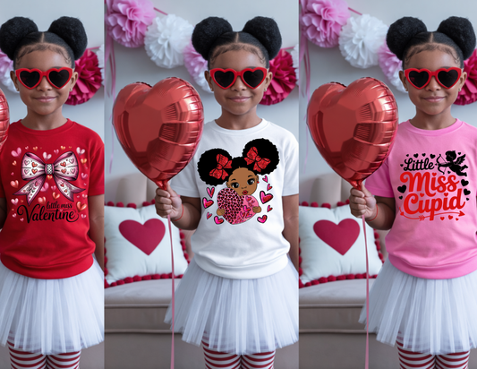 Cute Valentine’s Day Shirts for Girls – Little Miss Cupid & Valentine Heart Kids Tees