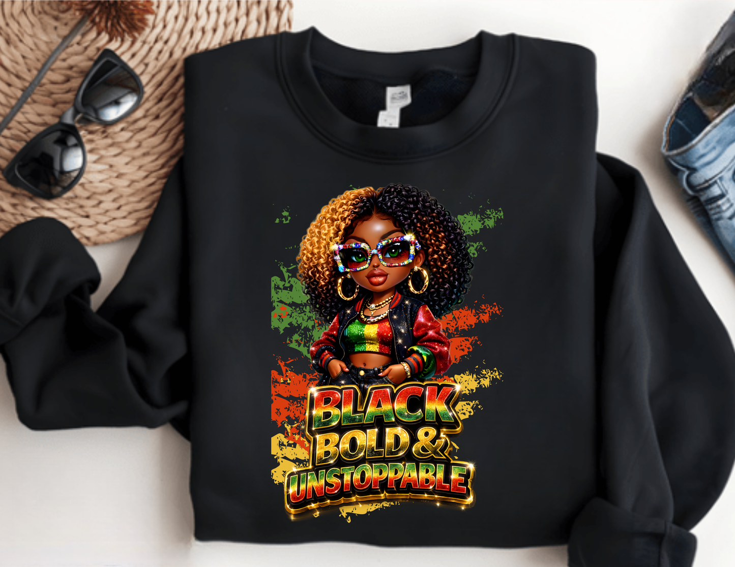 Black Bold & Unstoppable Women’s Empowerment Graphic T-Shirt | Black Pride & Confidence Shirt
