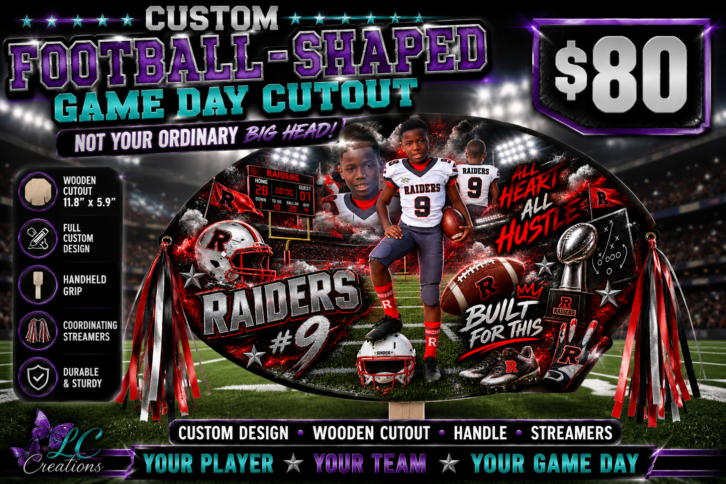 Custom Football-Shaped Game Day Cutout