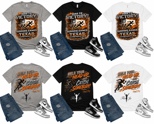 Adult Summer Games of Texas Championship 2026 Track & Field T-Shirt | Front & Back Graphic Fan Shirt | State Championship Spirit Tee