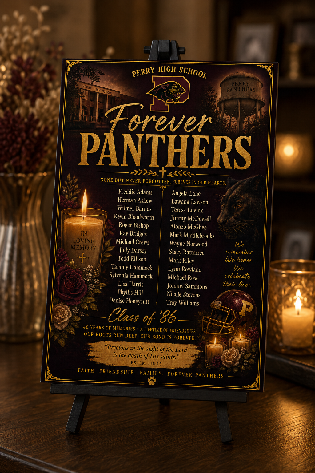 Perry High School Forever Panthers Class of '86 Memorial Tribute Canvas – Personalized In Loving Memory Keepsake