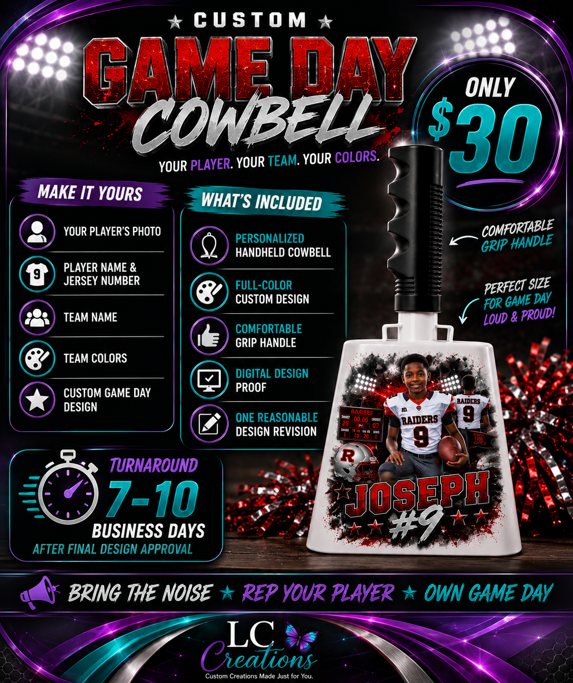Custom Game Day Cowbell