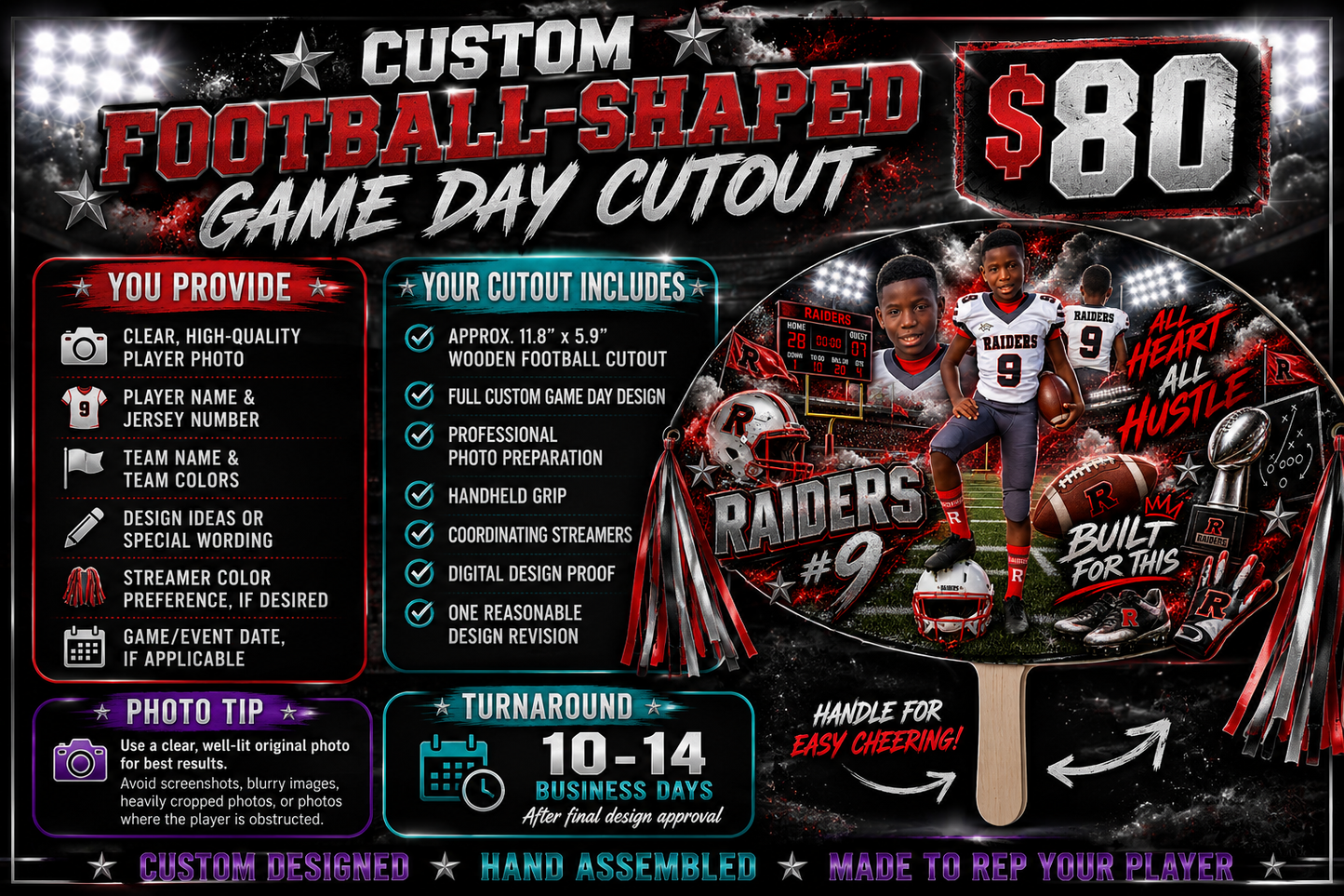 Custom Football-Shaped Game Day Cutout