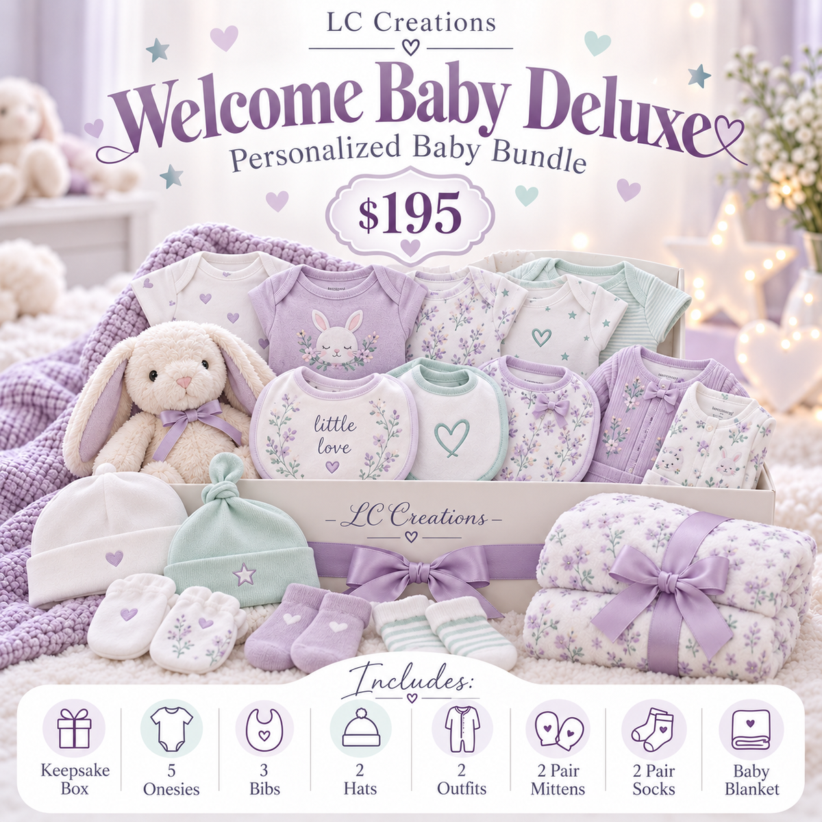 Welcome Baby Deluxe Personalized Baby Bundle