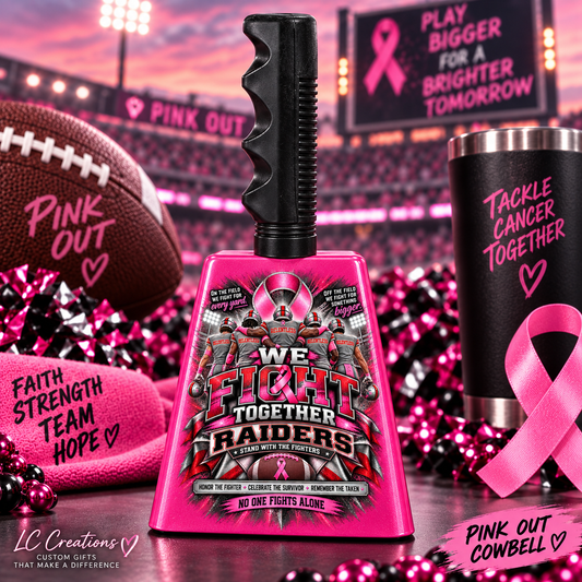 We Fight Together Custom Pink Out Cowbell | Team Spirit