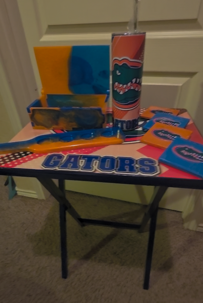Custom Game Night TV Tray Bundle with Dominoes, Tumbler, Coasters & Shot Glass Set