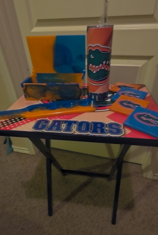 Custom Game Night TV Tray Bundle with Dominoes, Tumbler, Coasters & Shot Glass Set