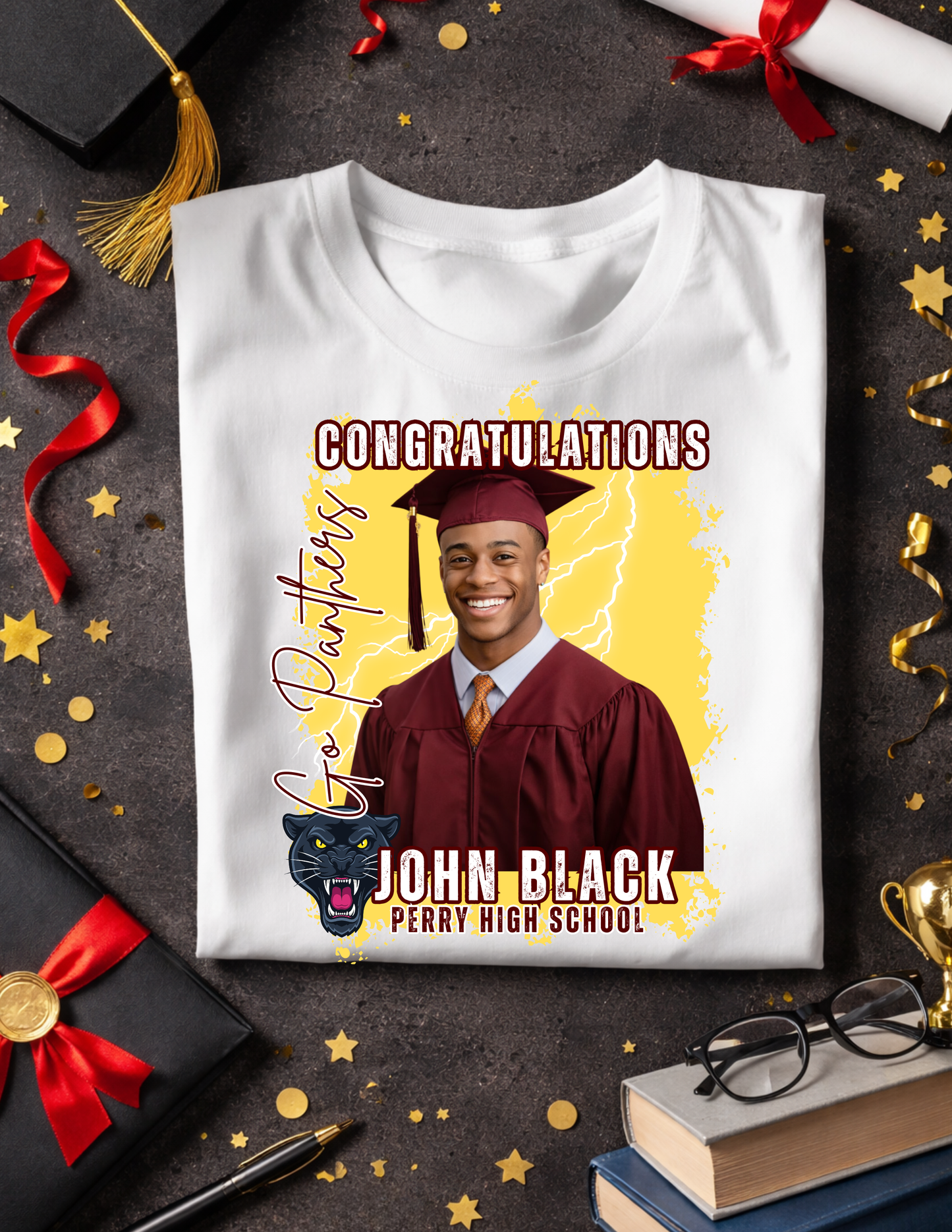 Custom Graduation T-Shirt 2026 | Personalized Senior Shirt with Photo & School Colors