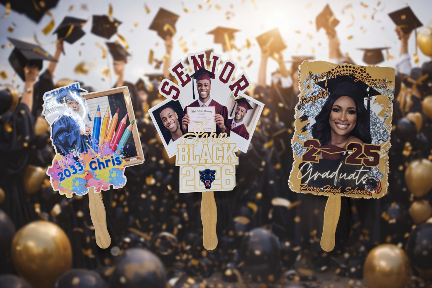 Custom Graduation Hand Fan 2026 | Personalized Senior Photo Fan for Ceremony & Party