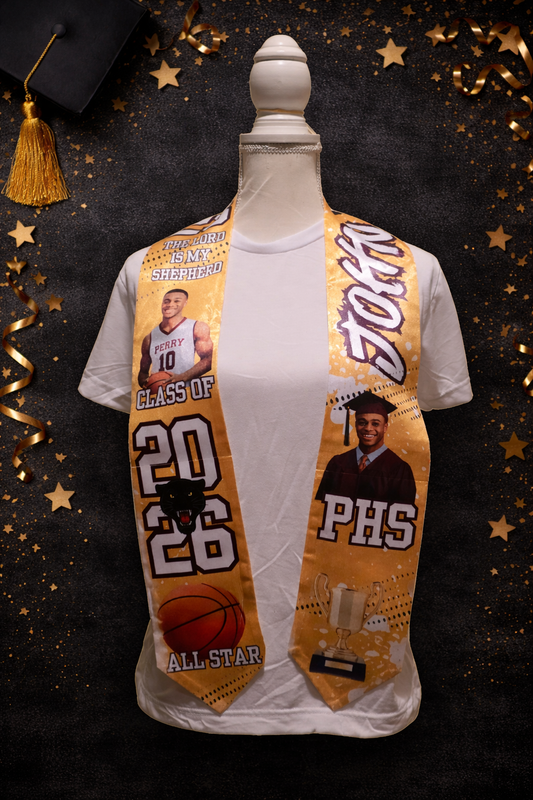 Custom Graduation Stole 2026 | Personalized Senior Stole with Photo, Name & School Colors
