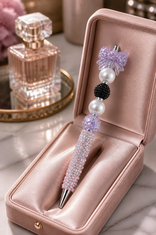 H.E.R. Beaded Pen | Lavender Pearl Rhinestone Inspirational Writing Pen