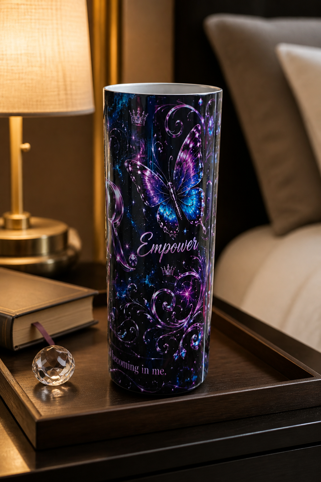 H.E.R. Inspirational Tumbler | Heal Empower Reign Butterfly Crown Cup