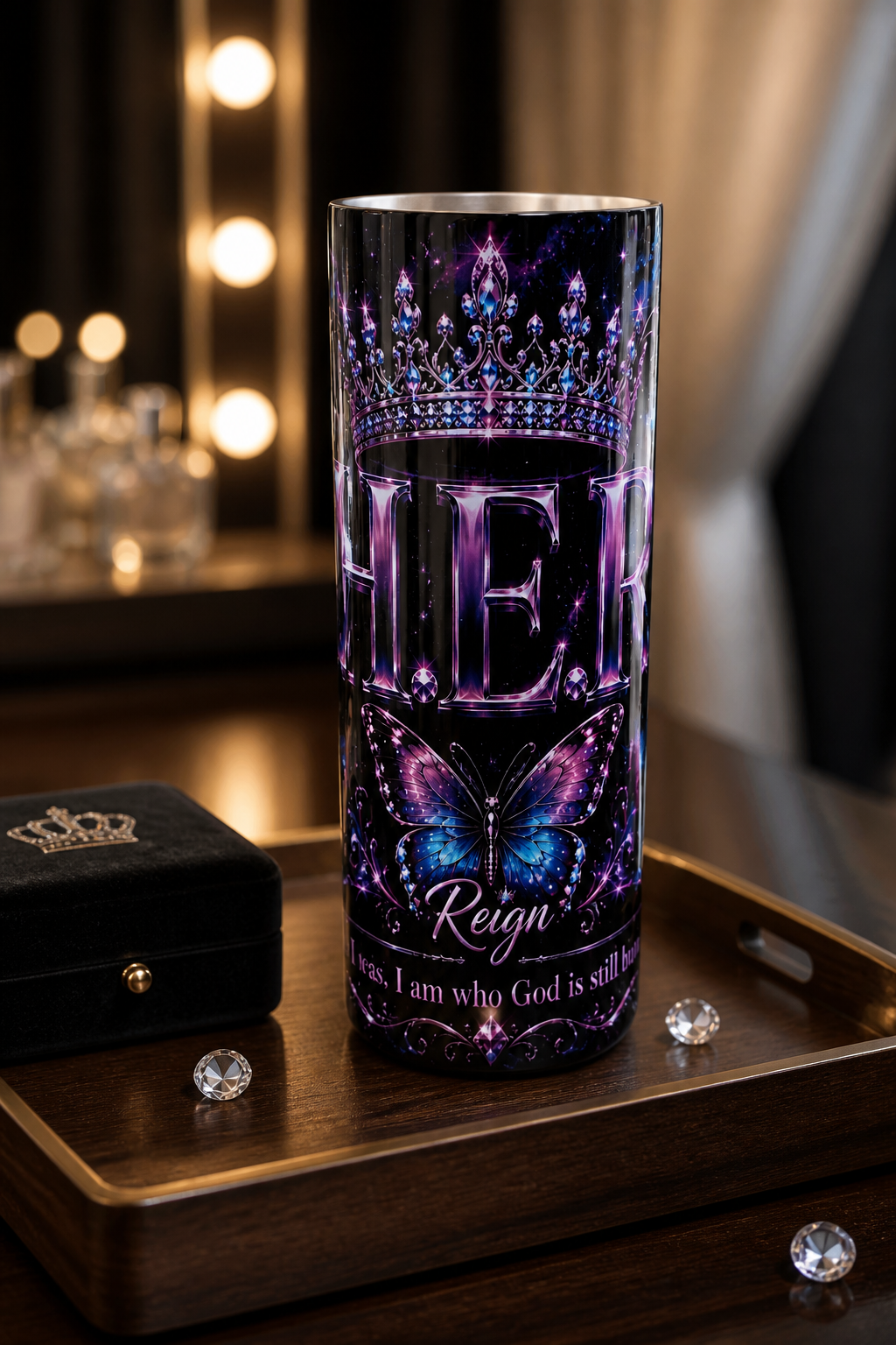 H.E.R. Inspirational Tumbler | Heal Empower Reign Butterfly Crown Cup