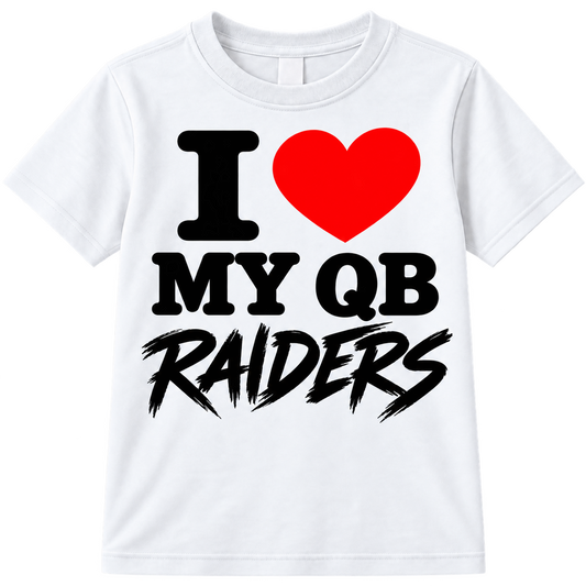 I Love My QB Youth Performance T-Shirt | Football Game Day Shirt