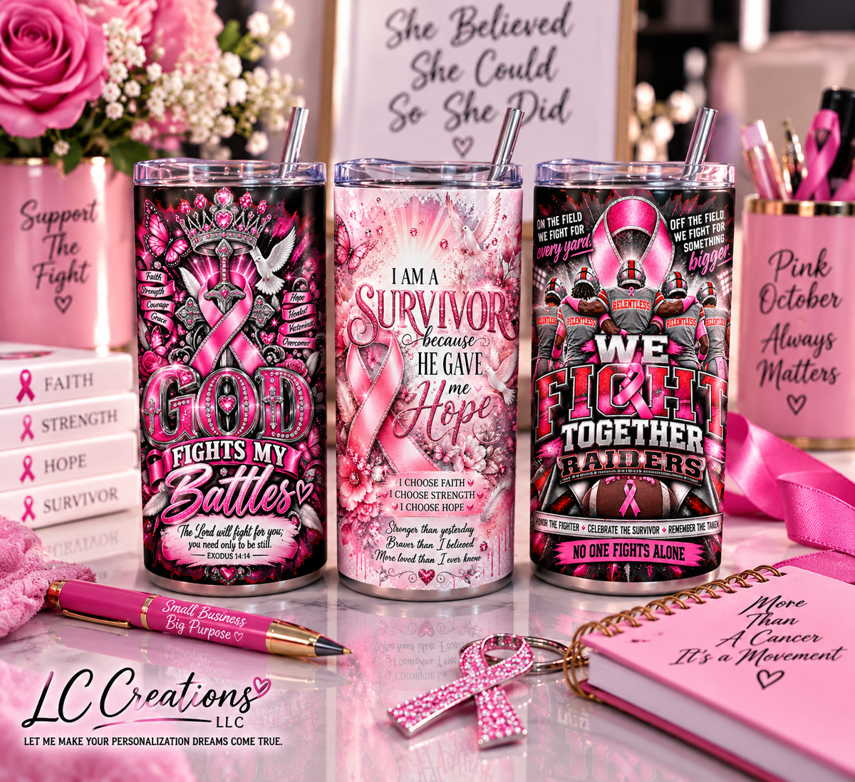 Breast Cancer Awareness 20 oz Tumbler | Choose Your Design