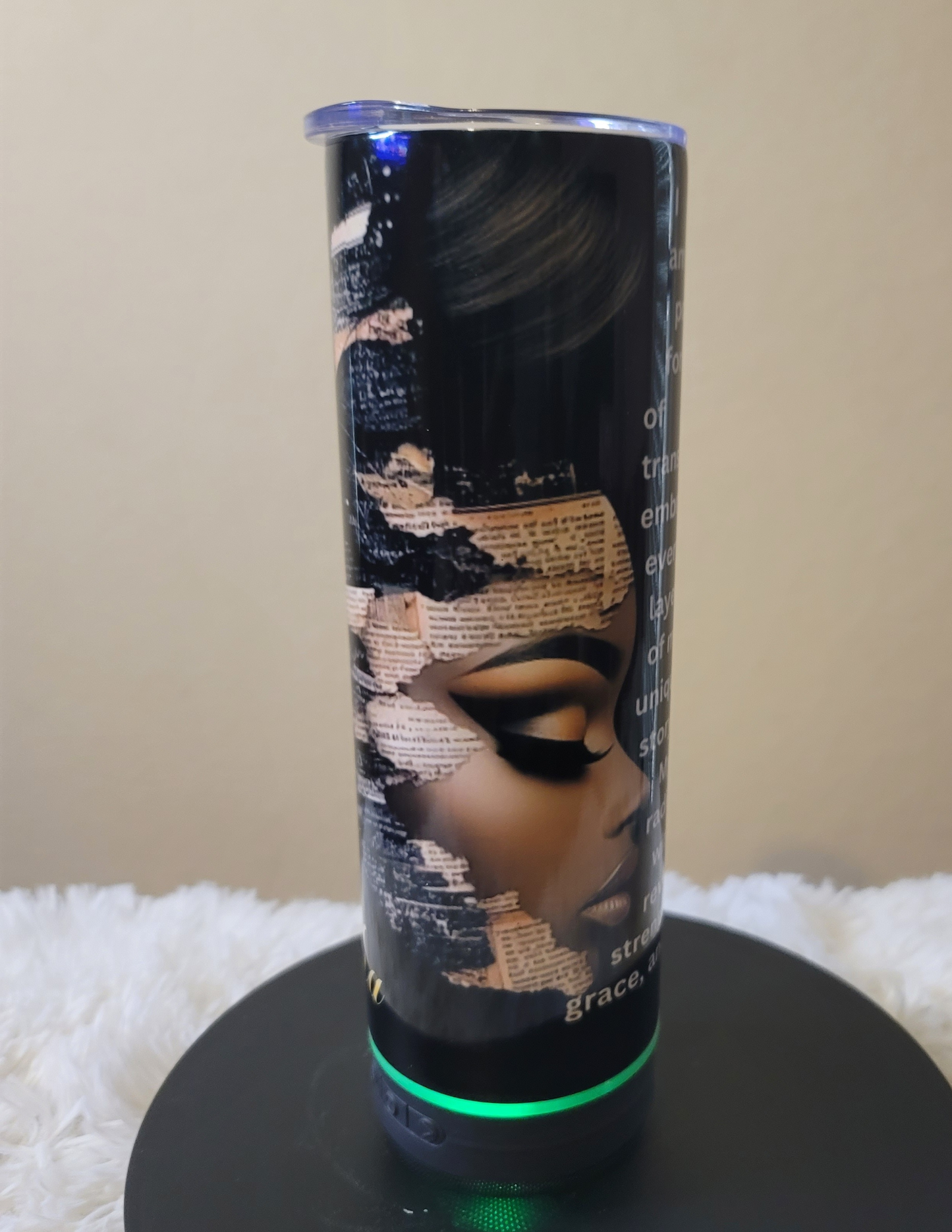Black History Bluetooth Speaker Tumbler | Black Woman Empowerment Travel Mug with Wireless Speaker
