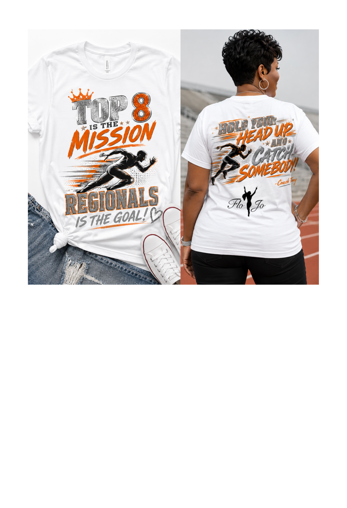Top 8 Is the Mission Track Meet Family T-Shirt | Custom Front & Back Regional Qualifier Support Shirt | Personalized Track Mom, Grandma & Family Fan Tee