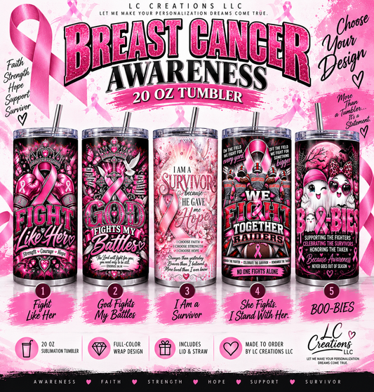 Breast Cancer Awareness 20 oz Tumbler | Choose Your Design