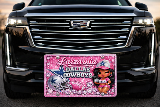 Custom Glitter Vanity License Plate – Personalized Car Tag with Name, Colors & Character Design